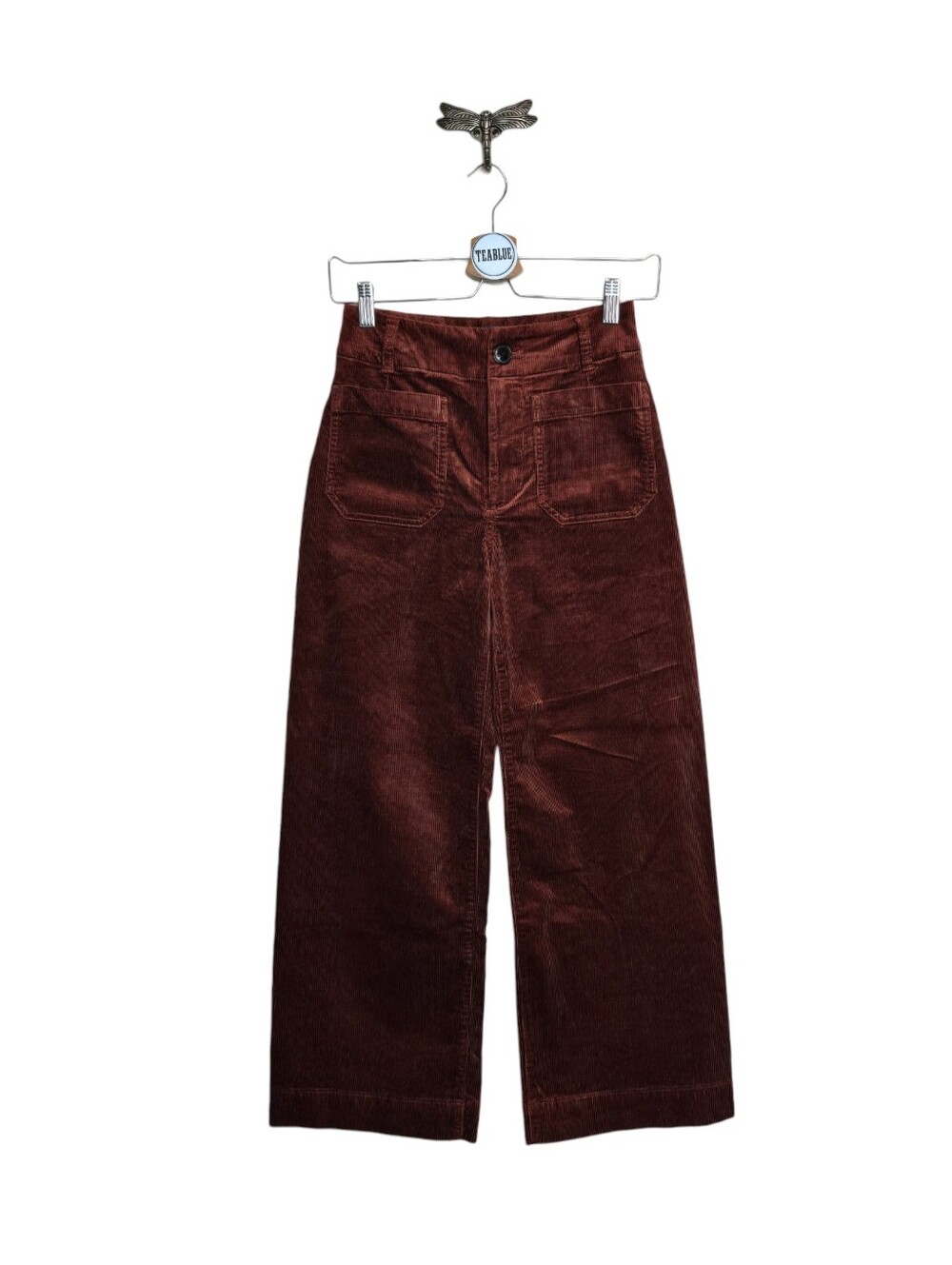 Maeve Colette Corduroy Crop Wide-Leg Pants 24 Copper Brown Rust Cinnamon - Picture 2 of 12